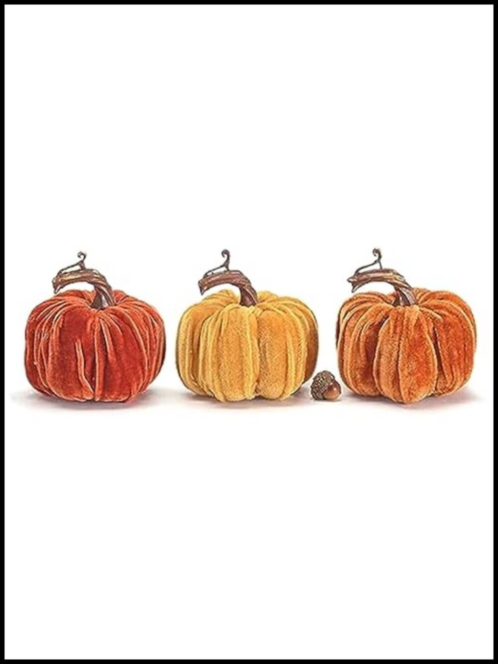 Mini Velvet Pumpkins Set of 3 Fall Home Decor Rustic Autumn Tabletop